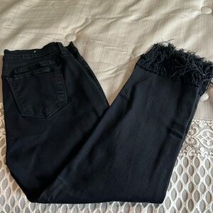 Judy Blue Black Denim Fringe Jeans 15/32